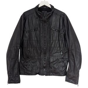 Rogue State Men's L Black Waxed Cotton Bomber Jacket